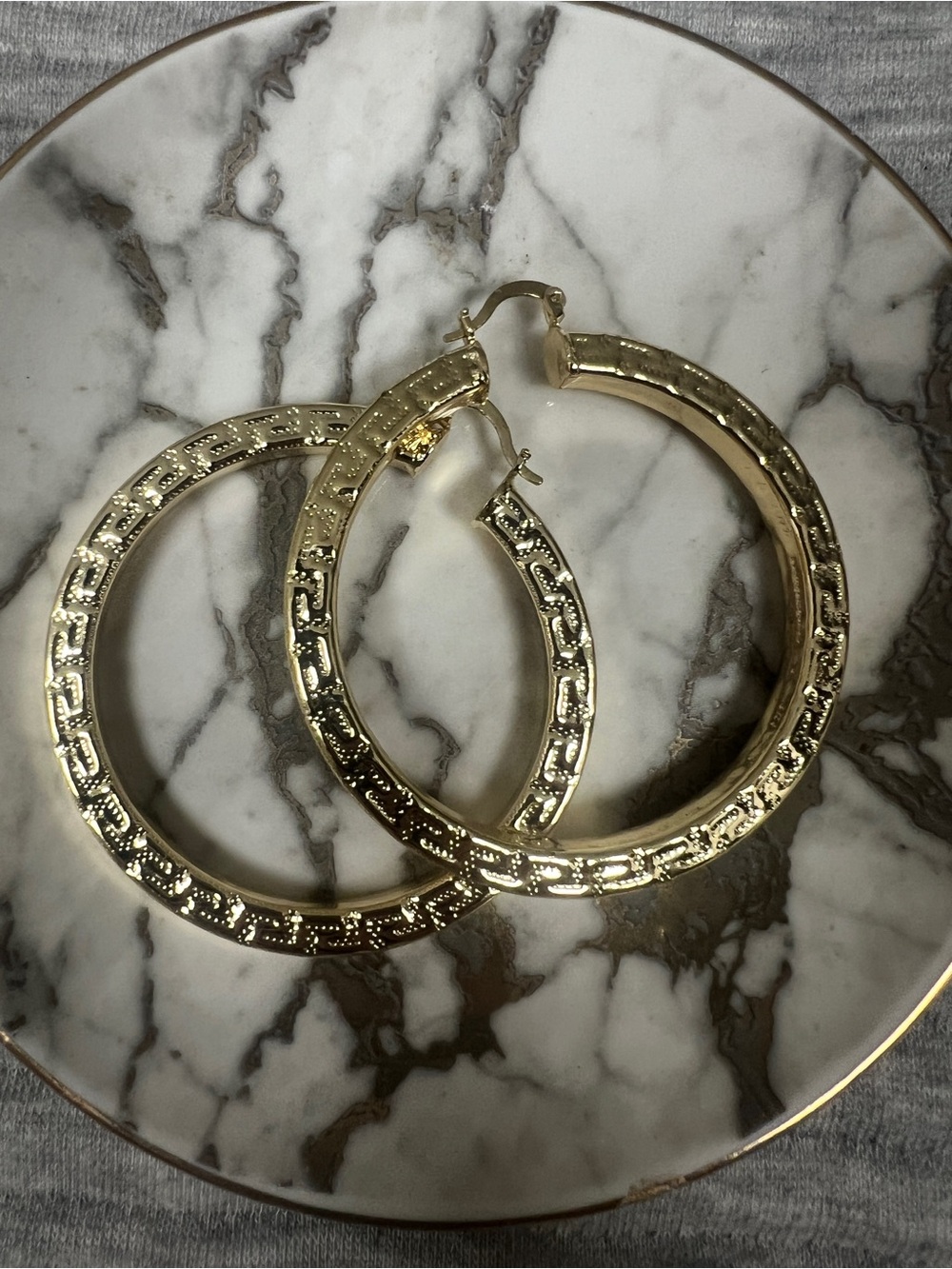 Gold Textured Hoop Earrings - Women Jewelry
